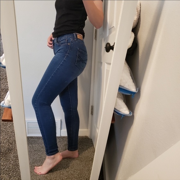 Aeropostale High Waist Dark Wash Jeggings Aero 0 - Picture 2 of 7